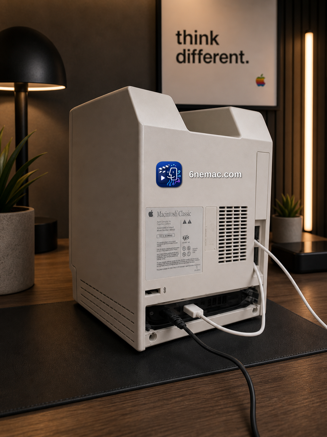 Macintosh Classic restauré, vue arrière avec connectique
