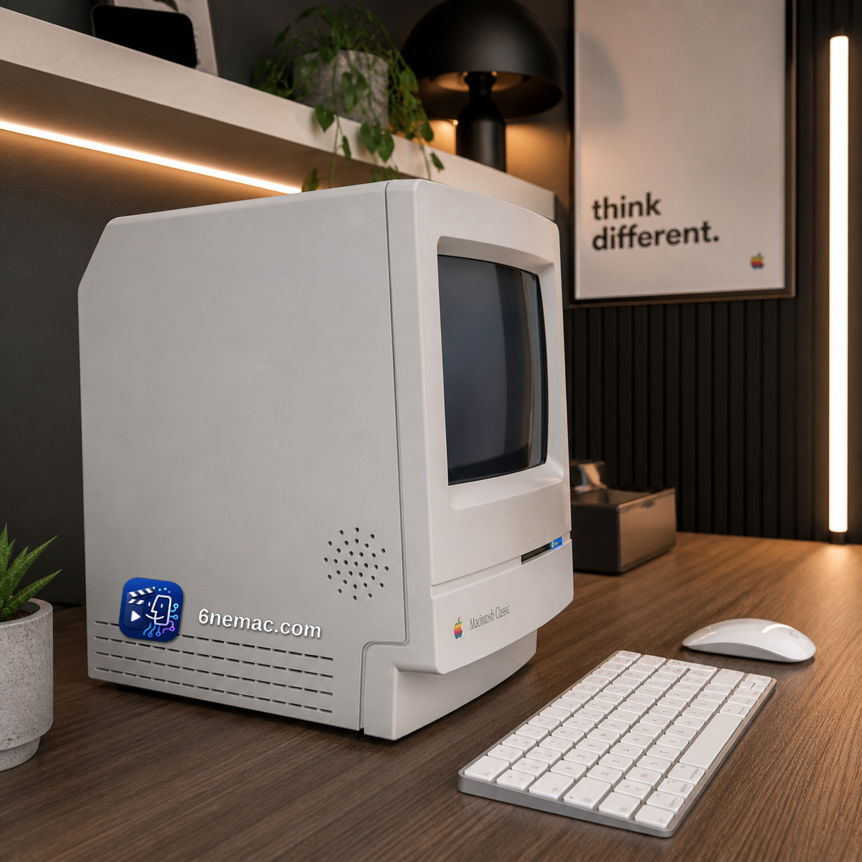 Macintosh Classic restauré, vue de profil