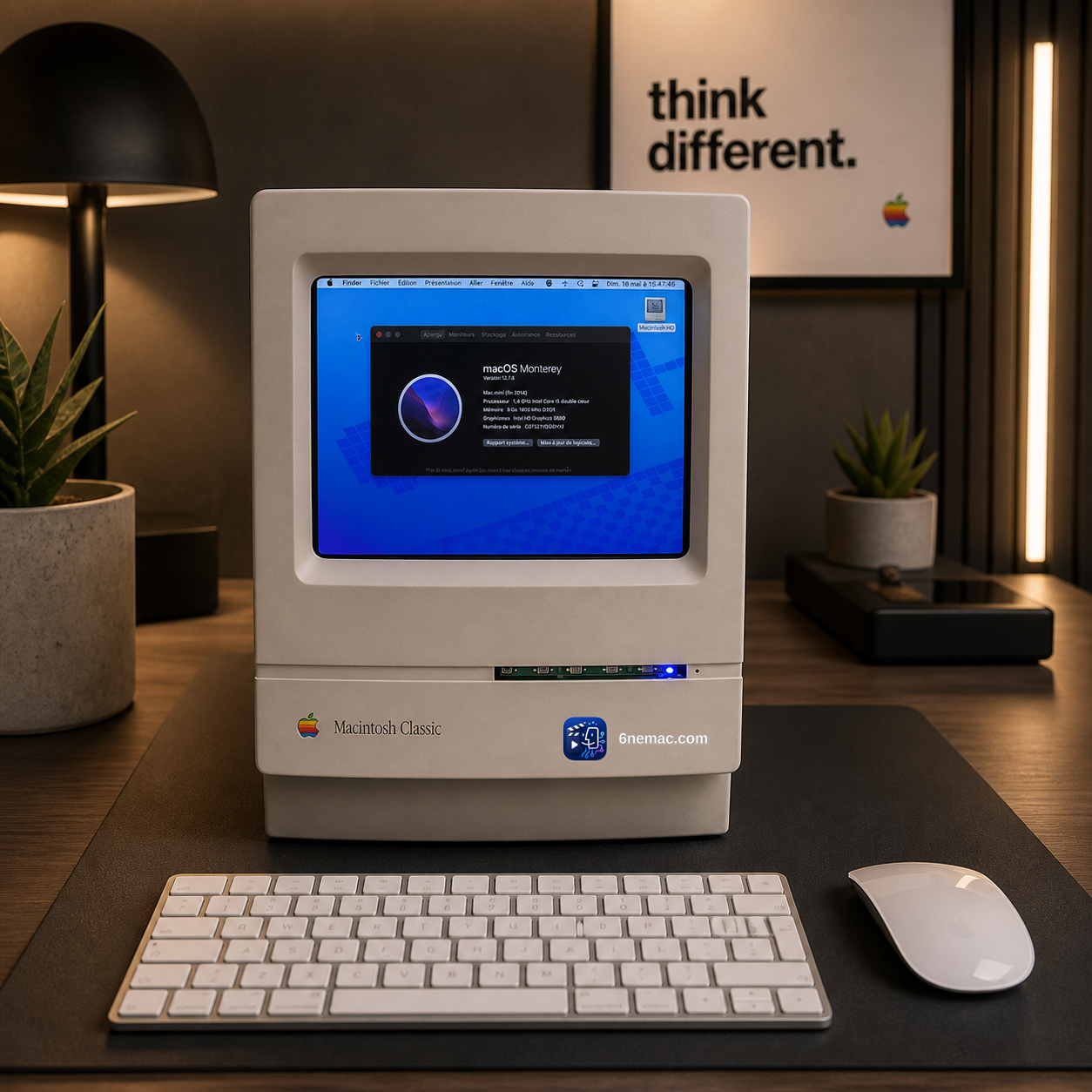 Restomod Classic — coque Macintosh Classic avec Mac mini